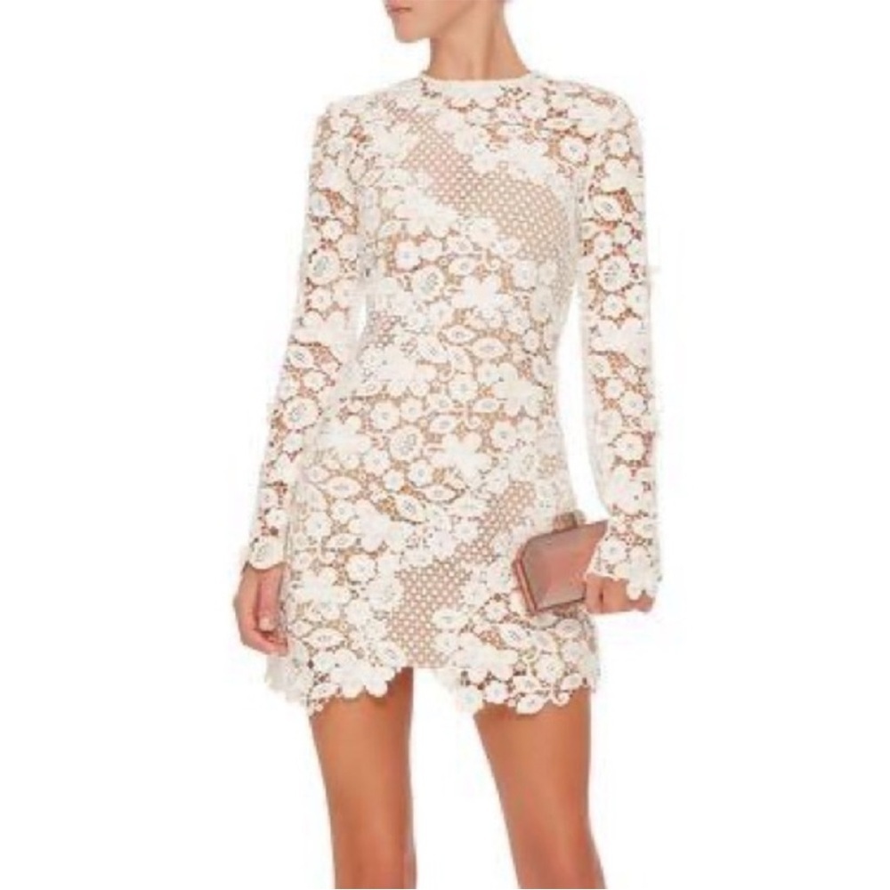 Self-Portrait 3D White Floral Guipure Lace Mini Dress New Size 4 - Picture 15 of 15